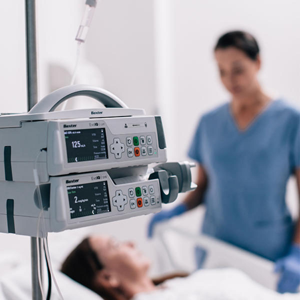 Evo IQ Infusion pump with nurse and patient
